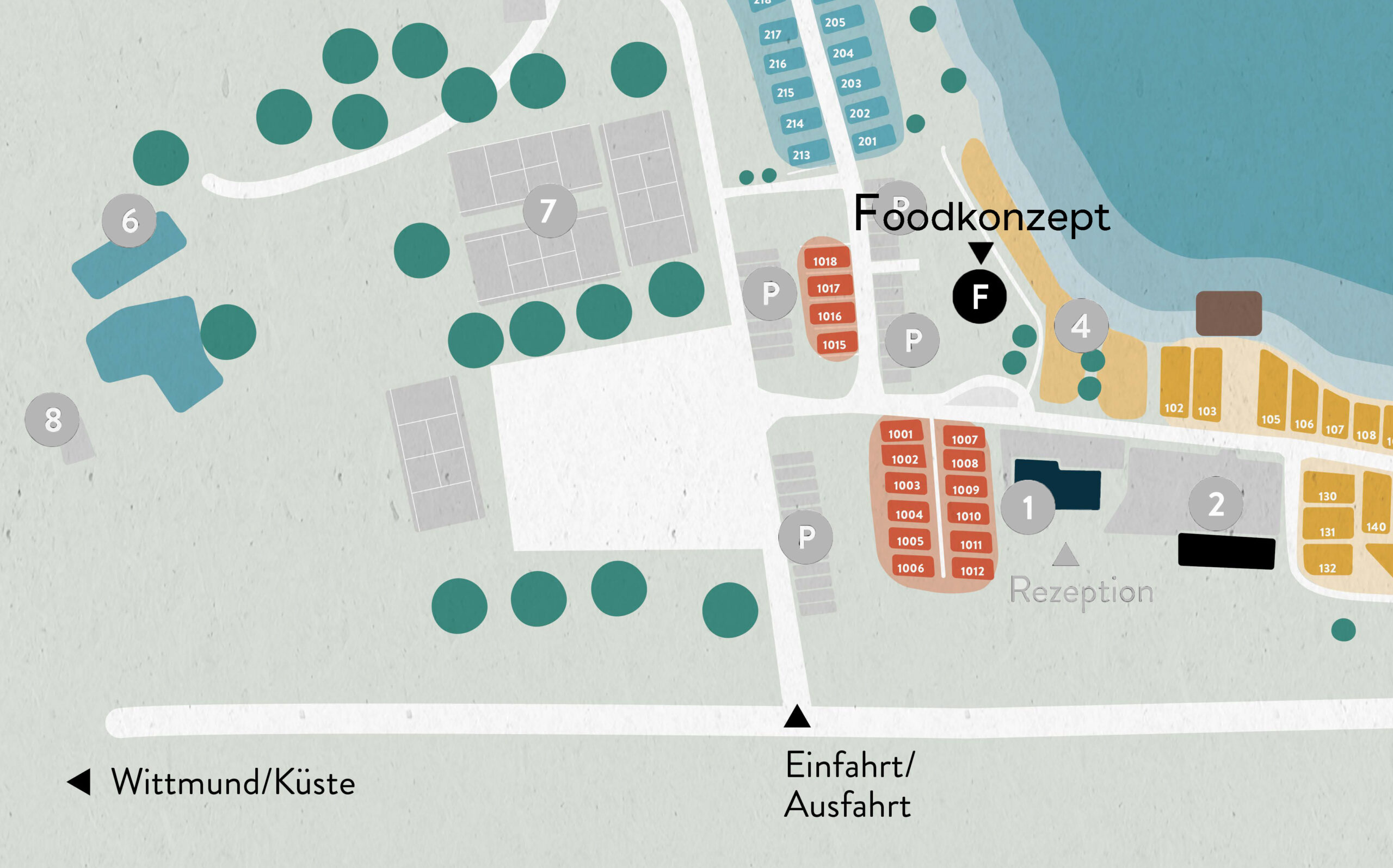 Friesensee Lageplan mit Fokus auf Frieseneck Imbiss Standort